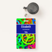 Peace Sign Pattern Groovy 60er Jahre Vibe Ausweis (Vorderseite mit Rechteck)