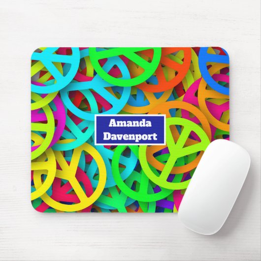 Peace Sign Pattern Groovy 60er Jahre Vibe Mousepad (Mit Mouse)