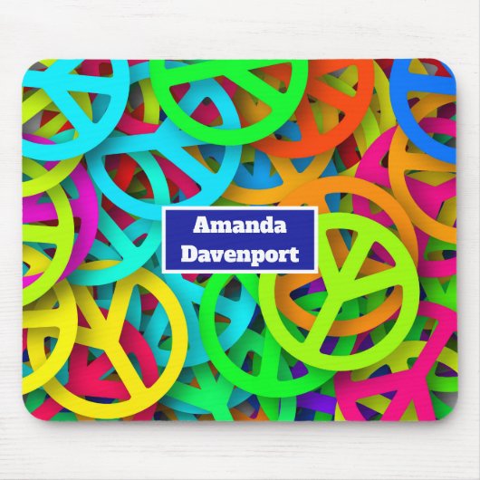 Peace Sign Pattern Groovy 60er Jahre Vibe Mousepad (Vorne)