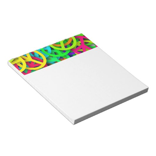 Peace Sign Pattern Groovy 60er Jahre Vibe Notizblock (angewinkelt)