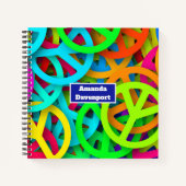 Peace Sign Pattern Groovy 60er Jahre Vibe Notizblock (Vorderseite)