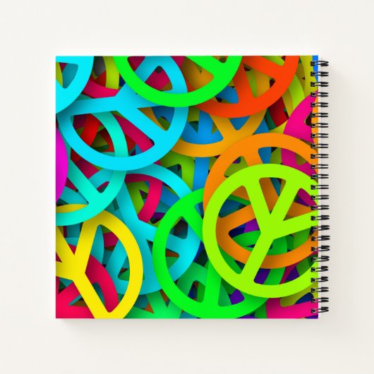 Peace Sign Pattern Groovy 60er Jahre Vibe Notizblock (Rückseite)