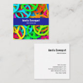 Peace Sign Pattern Groovy 60er Jahre Vibe Quadratische Visitenkarte (Vorne/Hinten)