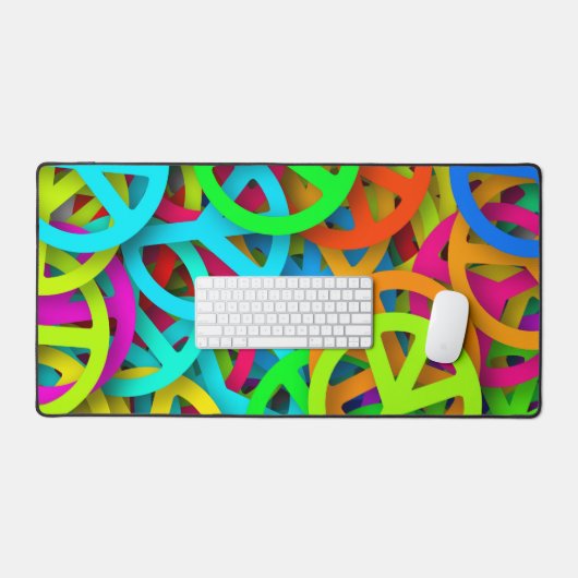 Peace Sign Pattern Groovy 60er Jahre Vibe Schreibtischunterlage (Tastatur & Maus)