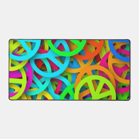 Peace Sign Pattern Groovy 60er Jahre Vibe Schreibtischunterlage (Vorderseite)