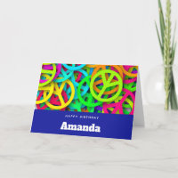 Peace Sign Pattern Groovy 60er Vibe Birthday