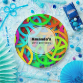 Peace Sign Pattern Groovy 60er Vibe Birthday Pappteller (Party)