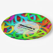 Peace Sign Pattern Groovy 60er Vibe Birthday Pappteller (Schrägansicht)