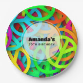 Peace Sign Pattern Groovy 60er Vibe Birthday Pappteller (Vorderseite)