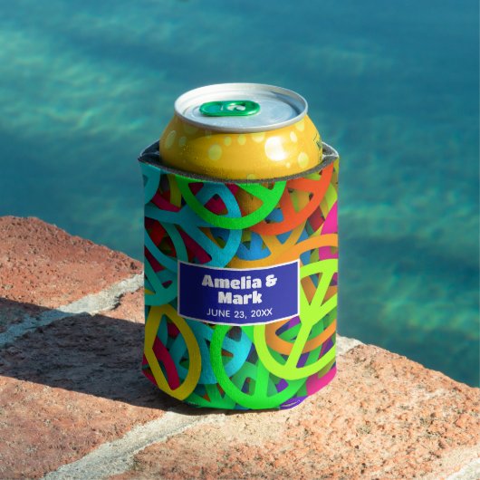 Peace Sign Pattern Groovy 60ties Vibe Wedding Dosenkühler (In Situ Pool)