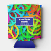 Peace Sign Pattern Groovy 60ties Vibe Wedding Dosenkühler (Rückseite)