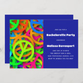 Peace Sign Pattern Groovy 6ties Bachelorette Einladung (Vorne/Hinten)