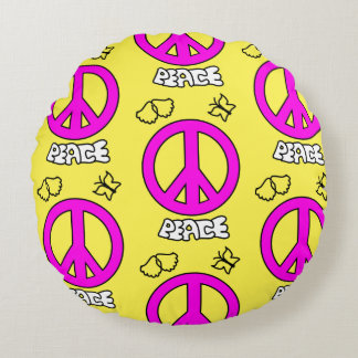 PEACE SIGN PATTERN, RUNDES KISSEN