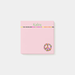 Peace Sign Personalisiert mit Name in Pink Post-it Klebezettel