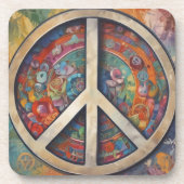 Peace Sign Pop Art Getränkeuntersetzer (Vorderseite)