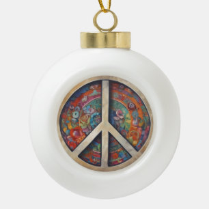 Peace Sign Pop Art Keramik Kugel-Ornament