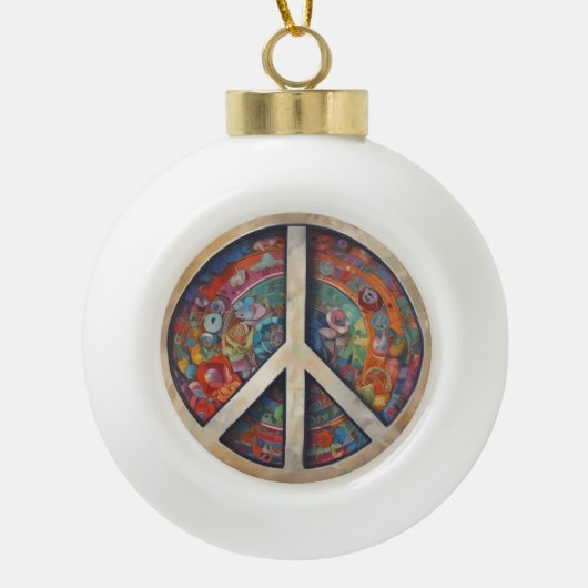 Peace Sign Pop Art Keramik Kugel-Ornament (Vorderseite)