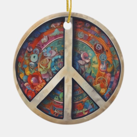 Peace Sign Pop Art Keramik Ornament (Vorne)
