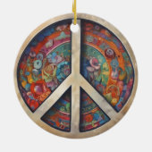 Peace Sign Pop Art Keramik Ornament (Hinten)