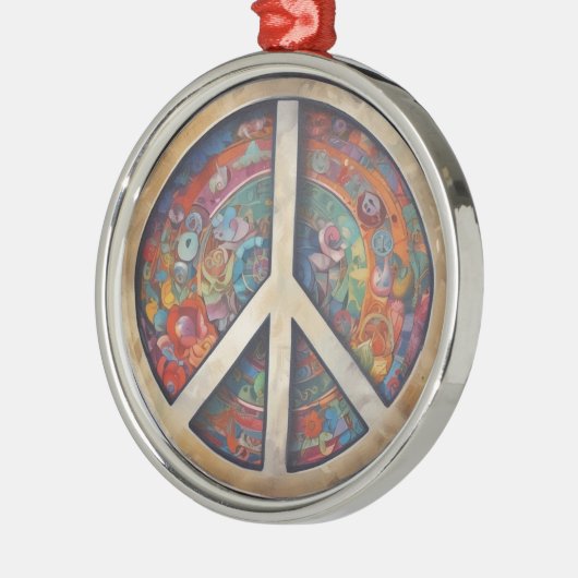 Peace Sign Pop Art Ornament Aus Metall (Links)