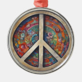 Peace Sign Pop Art Ornament Aus Metall (Vorne)