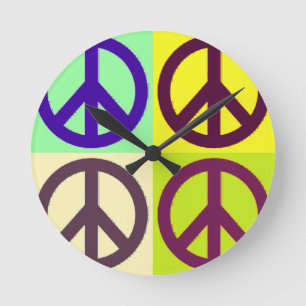 Peace Sign Pop Art Runde Wanduhr
