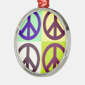 Peace Sign Pop Art Silbernes Ornament (Links)