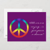 Peace Sign Postcard - Ihr Text & Farbe Postkarte (Vorne/Hinten)