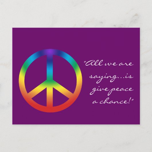 Peace Sign Postcard - Ihr Text & Farbe Postkarte (Vorderseite)
