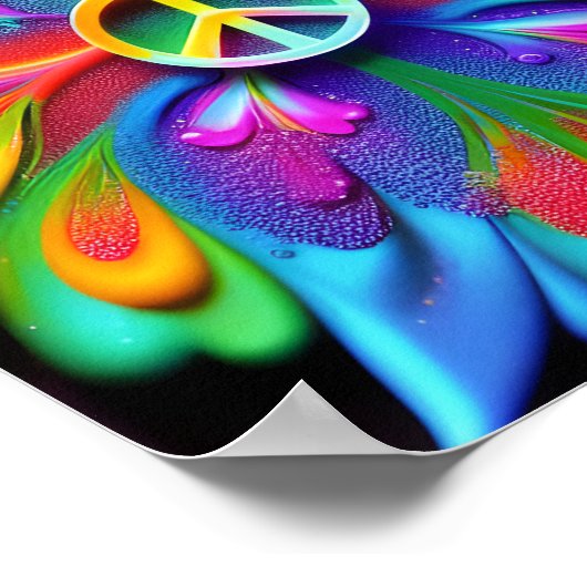 Peace Sign Psychedelic Boho Retro Art Poster (Ecke)