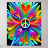 Peace Sign Psychedelic Boho Retro Art Poster (Vorne)