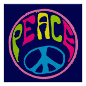 Peace Sign Psychedelic Hippie Style Poster (Vorderseite)