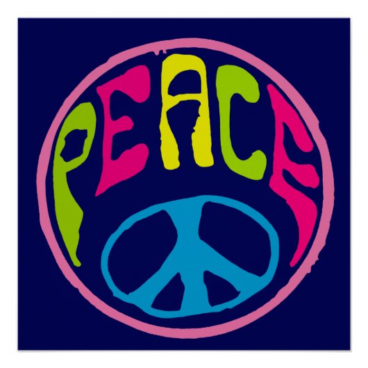 Peace Sign Psychedelic Hippie Style Poster (Vorderseite)