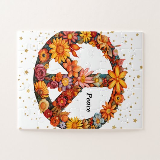 Peace Sign Puzzle mit Imitaten Sterne & Blume (Horizontal)