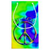 Peace Sign Rainbow Hippie Gift Bag Kleine Geschenktüte (Rückseite)