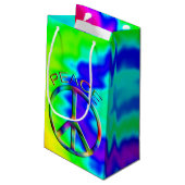 Peace Sign Rainbow Hippie Gift Bag Kleine Geschenktüte (Rückseite Schrägansicht)