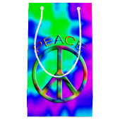 Peace Sign Rainbow Hippie Gift Bag Kleine Geschenktüte (Vorderseite)
