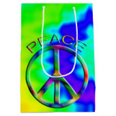 Peace Sign Rainbow Hippie Gift Bag Medium Mittlere Geschenktüte (Rückseite)
