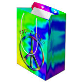 Peace Sign Rainbow Hippie Gift Bag Medium Mittlere Geschenktüte (Rückseite Schrägansicht)