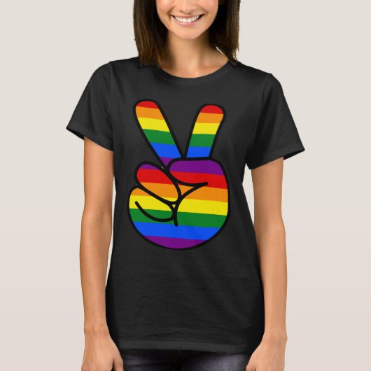 Peace Sign Rainbow Hippie Love T-Shirt (Vorderseite)