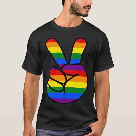 Peace Sign Rainbow Hippie Love T-Shirt (Vorderseite)
