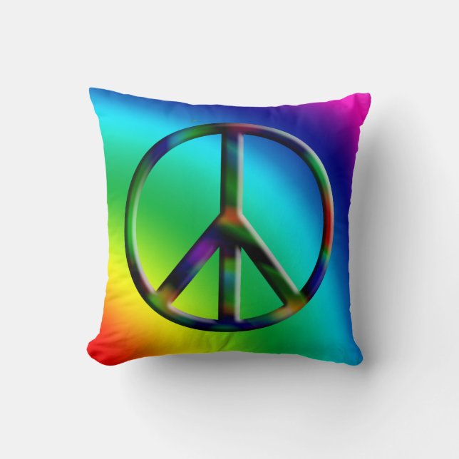 Peace Sign Rainbow Kissen (Vorderseite)