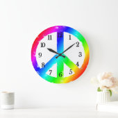 Peace Sign Rainbow Peace Clock Große Wanduhr (Zuhause)