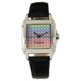 Peace Sign Regenbogen Farben mit Namen Armbanduhr