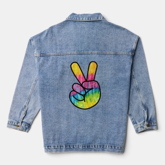 Peace sign Regenbogen Jean Jacke (Rückseite)