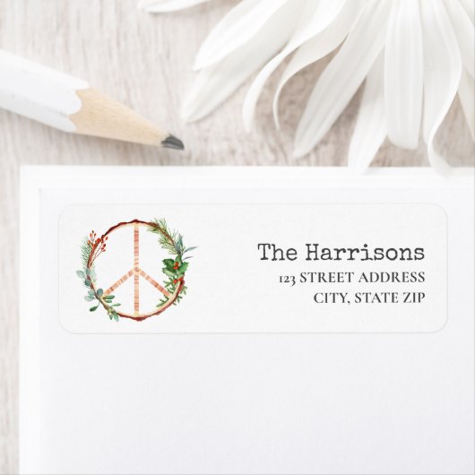 Peace Sign Rustikales Weihnachtslabel (Insitu)