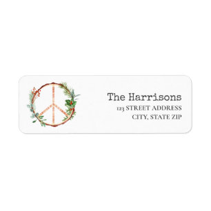 Peace Sign Rustikales Weihnachtslabel