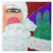 Peace Sign Santa Abstrakt Art Fliese (Vorderseite)