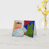 Peace Sign Santa Claus Abstrakte Kunst Karte (Gelbe Blume)
