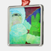 Peace Sign Santa Claus Abstrakte Kunst Ornament Aus Metall (Links)